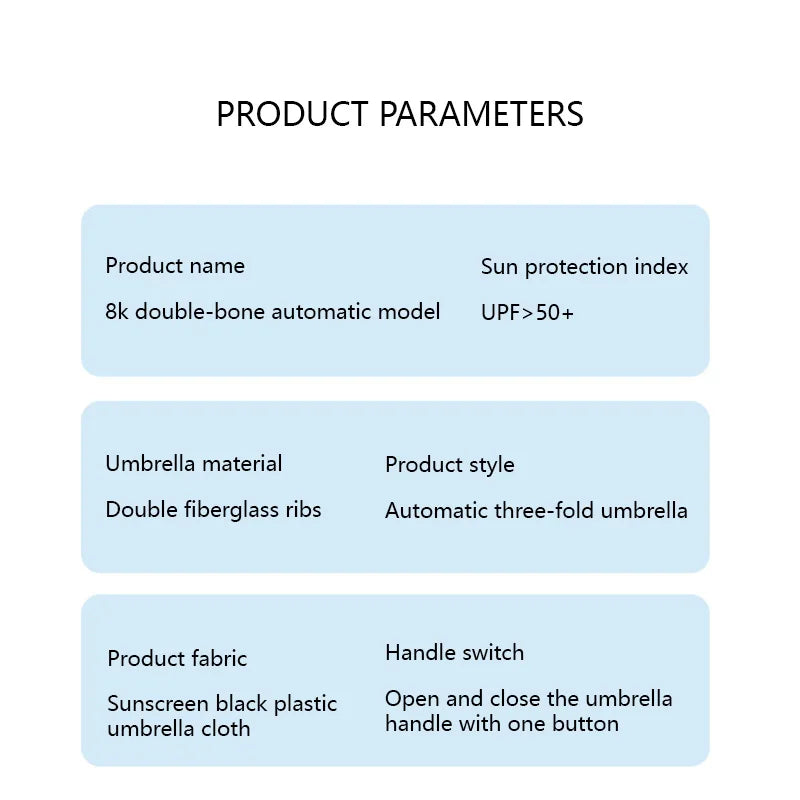 Parapluie Xiaomi Pliant Automatique 24 Arceaux, Double Ossature, SPF 50, Résistant Pluie & Vent .