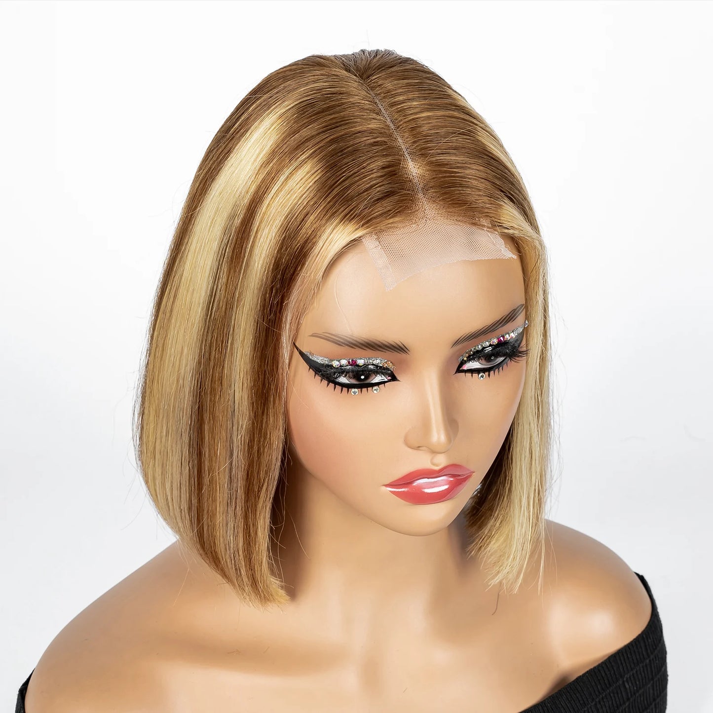 Perruque Bob courte droite colorée – cheveux humains 100%, dentelle 2x6 transparente, densité 250%