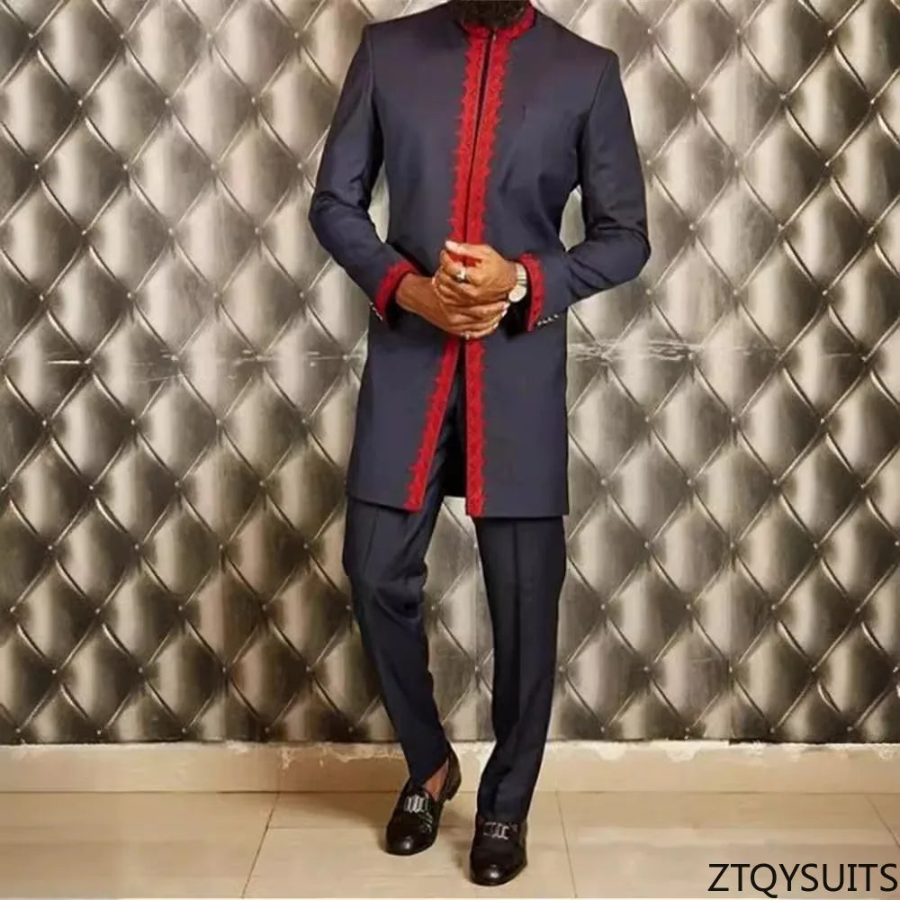 Ensemble Bazin Riche homme, tenue africaine 2 pièces, veste zip Dashiki et pantalon .