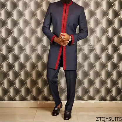 Ensemble Bazin Riche homme, tenue africaine 2 pièces, veste zip Dashiki et pantalon .