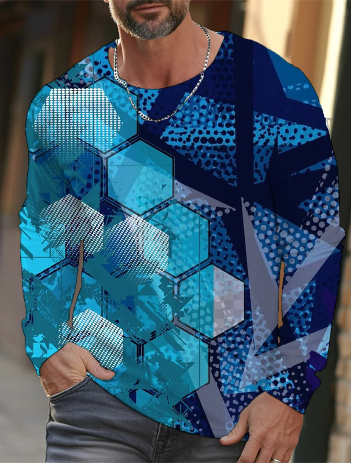 Men's round neck T-shirt, 3D printing, high definition