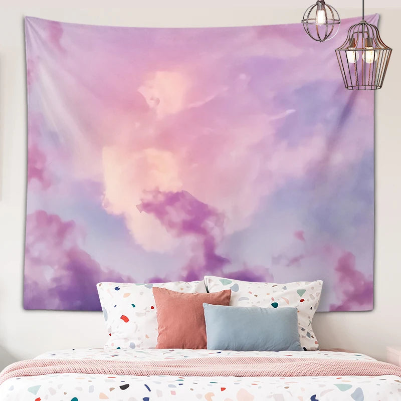 Tapisserie murale nuages mélodieux﻿– couvre-lit artiste, serviette plage, déco hippie chambre dortoir