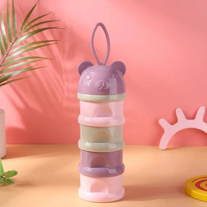 Boîte de lait en poudre portable 4 grilles bébé﻿– distribution hygiénique, stockage pratique, voyage