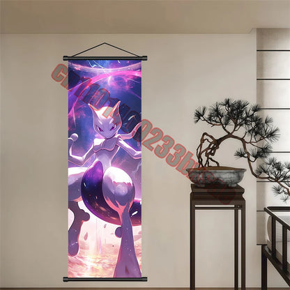 Peinture artistique Pokémon classique japonais – Pikachu, Gengar, Mewtwo – Décoration murale chambre à coucher haute qualité