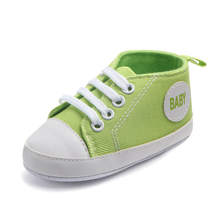 Chaussures bébé fille 0‑18M – baskets montantes en toile, antidérapantes, premiers pas