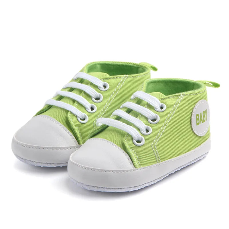 Chaussures bébé fille 0‑18M – baskets montantes en toile, antidérapantes, premiers pas