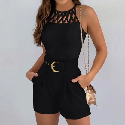 Ensemble Coloré Femme – Haut Sans Manches Creux & Short Chic, Mode Dopamine Été