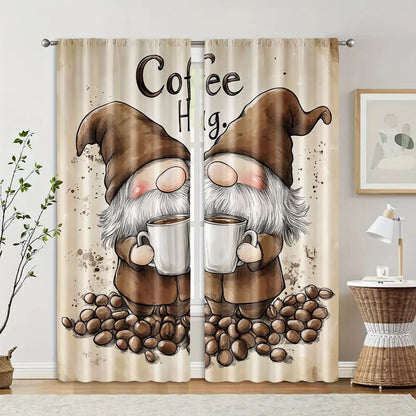 Rideaux filtrants gnome café, 2 pièces, polyester polyvalent salon/chambre