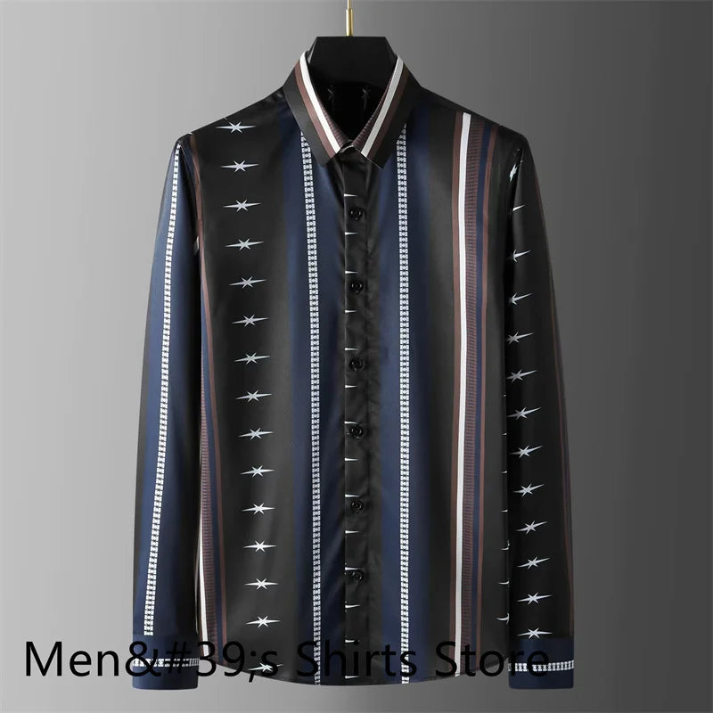 Chemise de luxe imprimée rétro pour hommes .