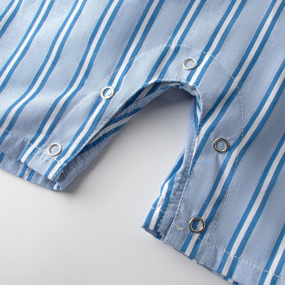 Vêtements bébé été – Ensemble 3 pièces rayé, coton doux, salopette, tenue mignonne, garçon et fille