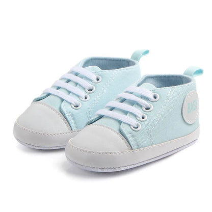 Chaussures bébé fille 0‑18M – baskets montantes en toile, antidérapantes, premiers pas