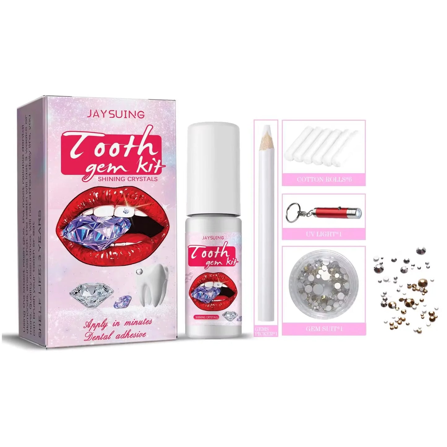 Kit gemme dentaire IMADIY, diamant blanc, facile à poser et enlever.