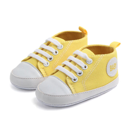 Chaussures bébé fille 0‑18M – baskets montantes en toile, antidérapantes, premiers pas