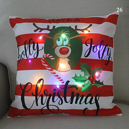 Housse coussin Noël LED Père Noël﻿– lumineux, déco maison, nouvel an