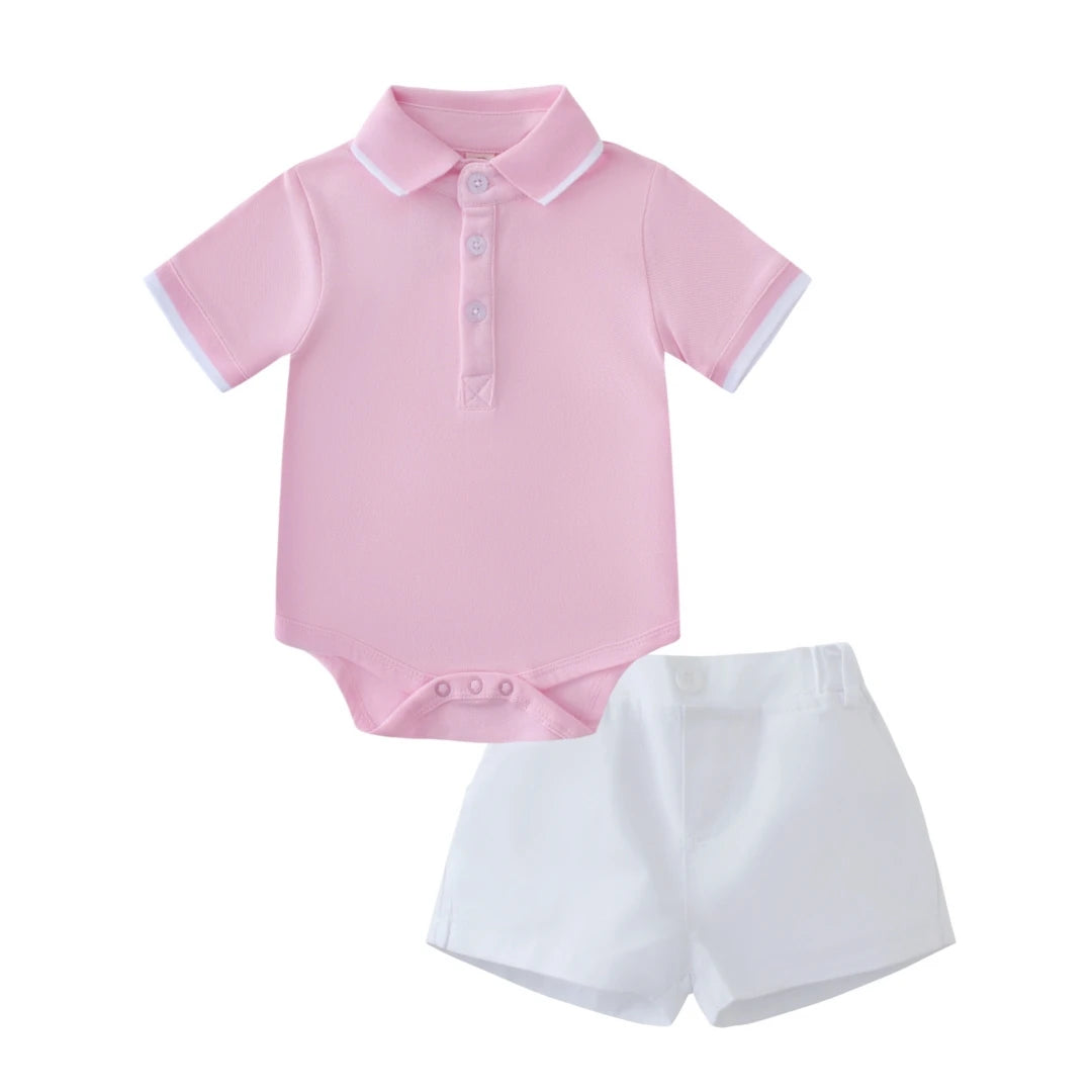Ensemble 2 pièces bébé garçon – Coton, manches courtes, short avec poche, 9-36 mois