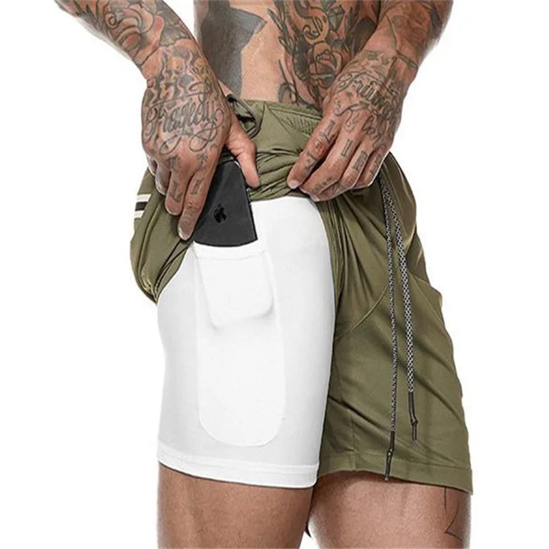 Short de sport homme – Double pont, 2 en 1, jogging, fitness, été, entraînement, plage, pantalon court