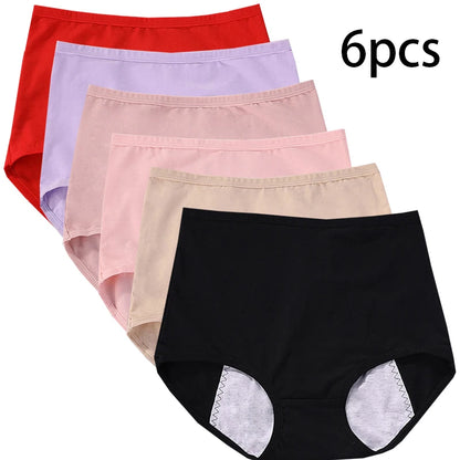 Lot 6 pièces culottes menstruelles taille haute – Sous-vêtements anti-fuite en coton