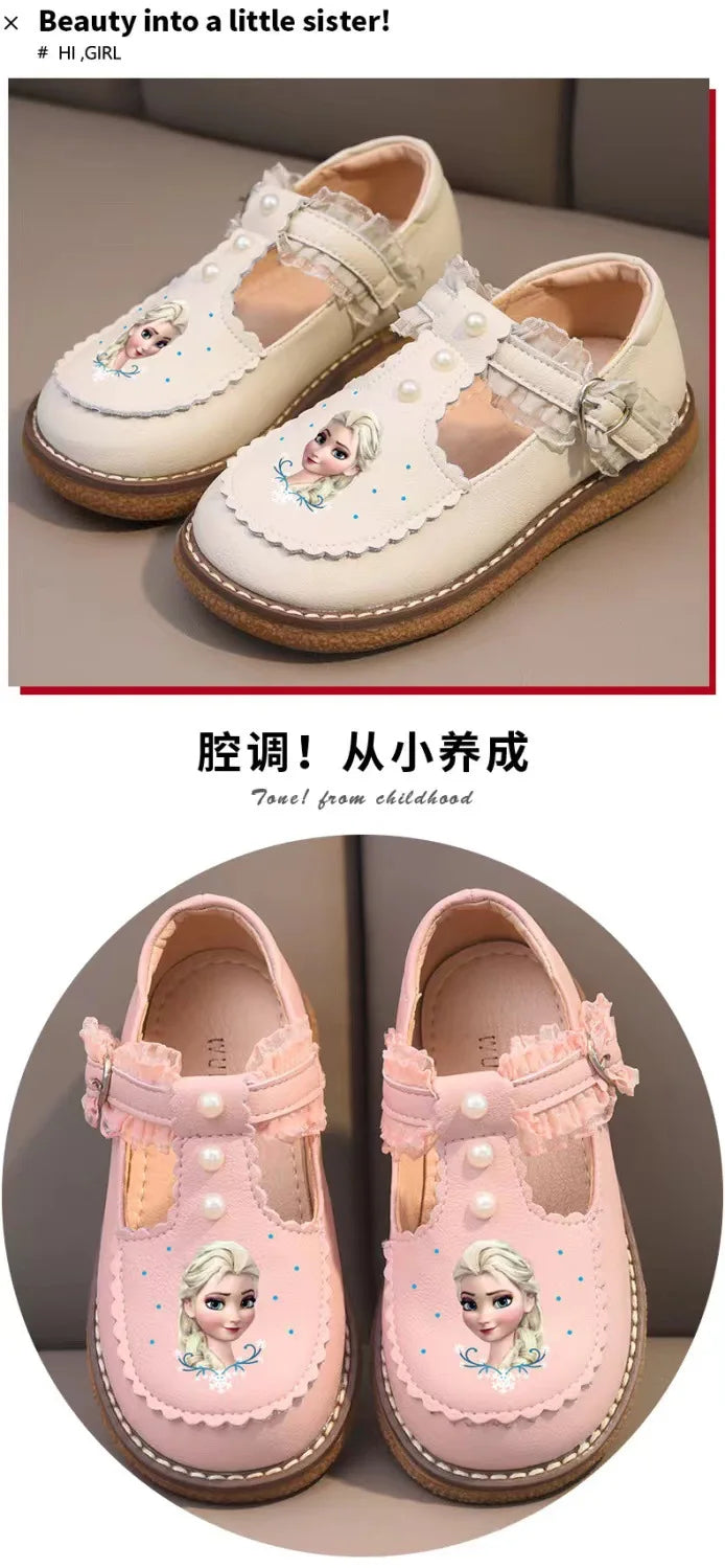 Chaussures fille Disney cuir souple printemps, princesse, semelle antidérapante, style Lolita.