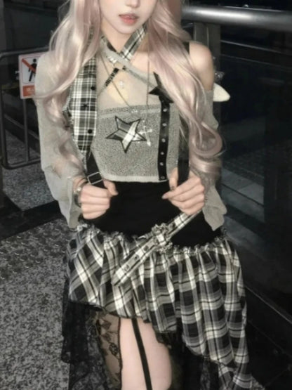 Ensemble mode américaine gothique fille, style chic slim