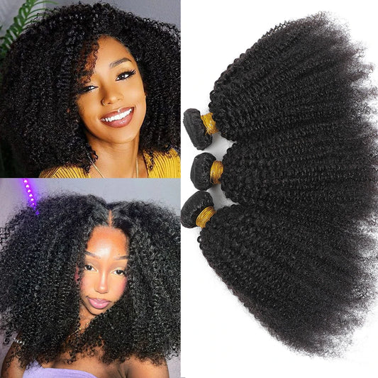 Bundles Cheveux Humains Bouclés Indiens Afro 100% Naturel 4B﻿, 4C