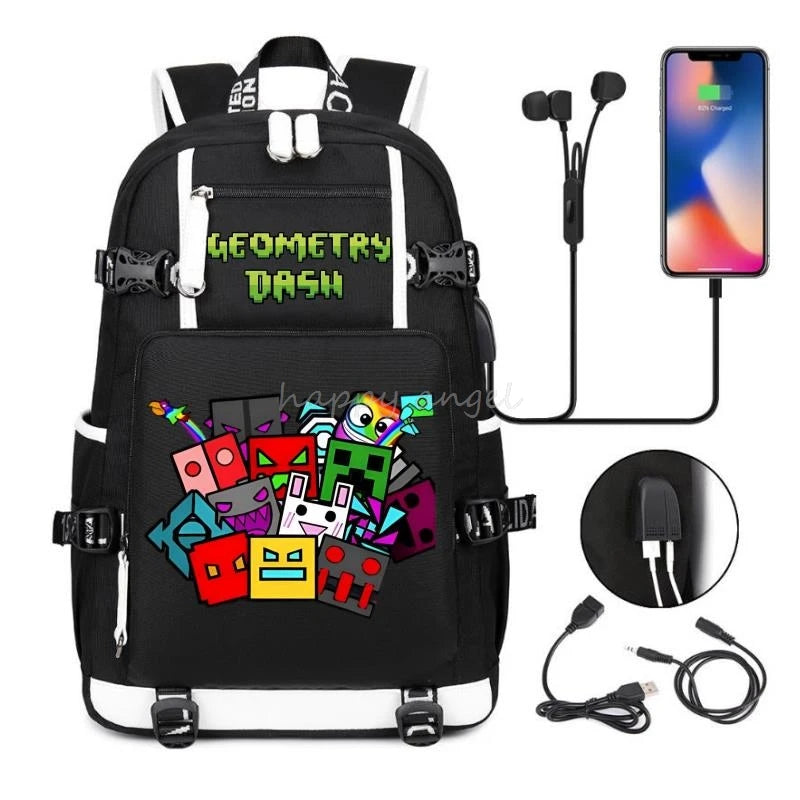 Sac à dos imprimé géométrique pour filles et garçons, sac à dos en toile pour ordinateur portable, sac à dos pour femme, sac à dos pour adolescent et étudiant, nouvelle mode .