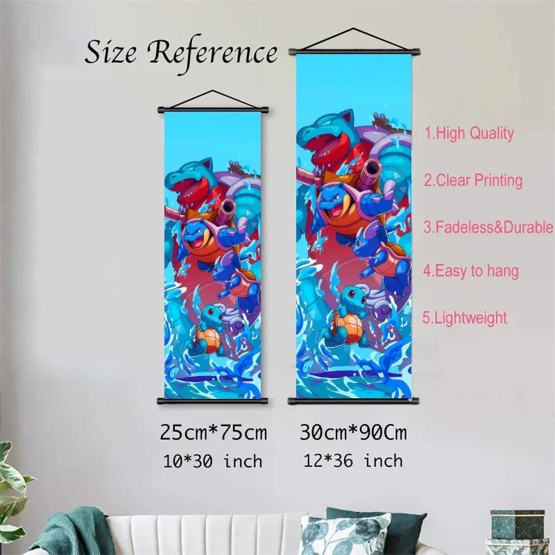 Pokémon Squirtle, Wartortle, Blastoise – Scènes dynamiques, impressions vives, détails audacieux – Pour fans de type Eau Power