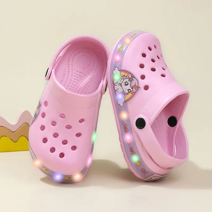 Sandales légères filles, plage été, dessins animés roses, antidérapantes, style classique