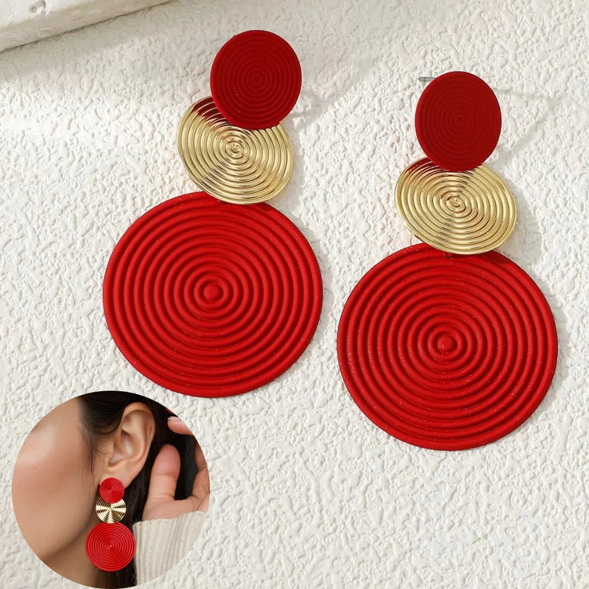 Boucles d’Oreilles Femme – Style Trio Circle, Élégantes & Tendance pour Tenues de Fête
