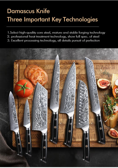 Couteau de cuisine professionnel F.YOUNG – acier Damas, chef japonais & sashimi