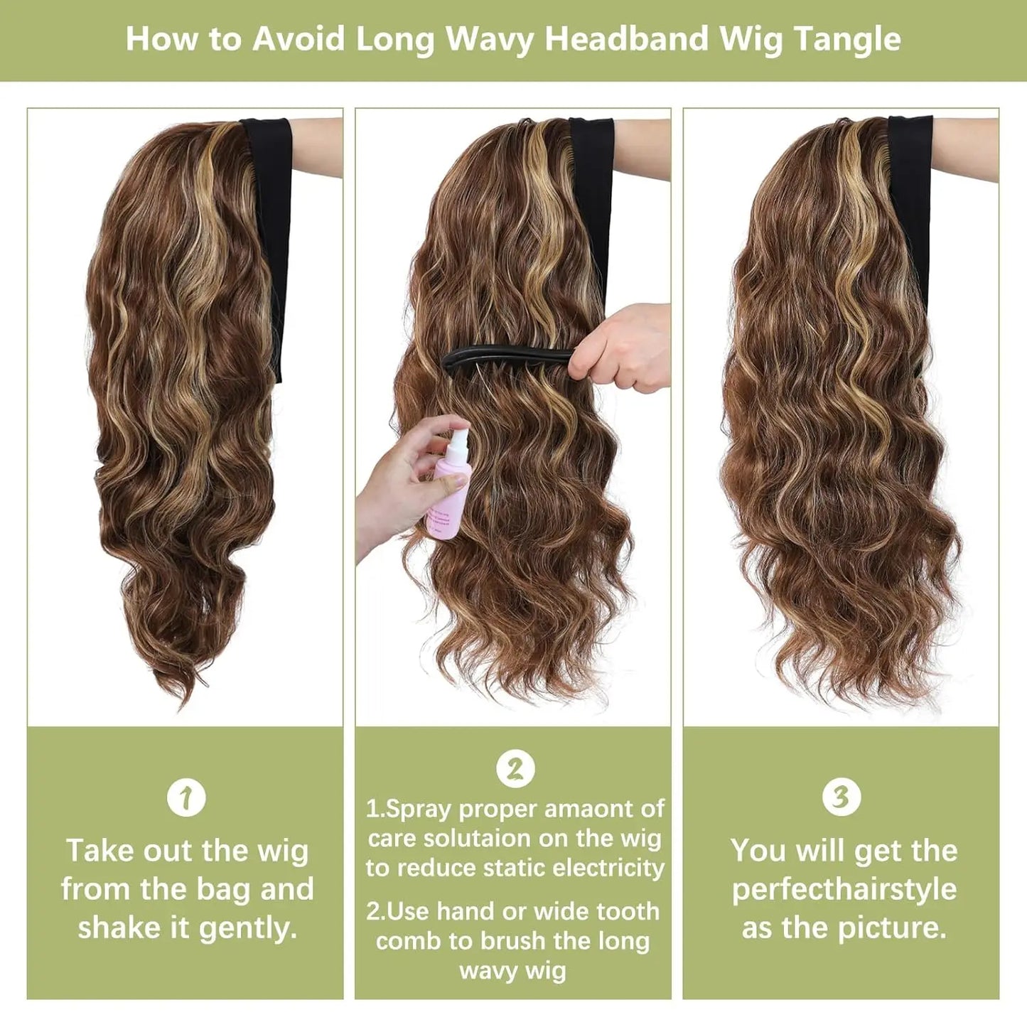 Perruque Bandeau Synthétique Ondulée Longue 200% Sans Colle