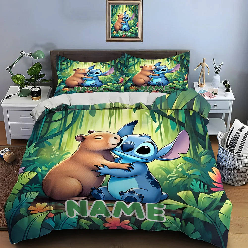 Housse de couette Disney Stitch personnalisée 3 pièces King Size, adulte