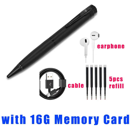 Stylo enregistreur vocal 128 Go portable USB, lecture MP3, pour conférences et cours, avec 5 recharges.