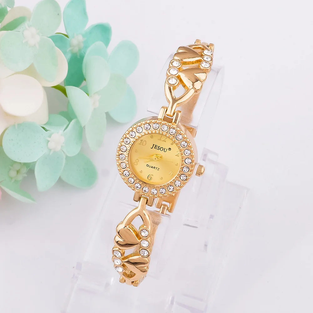 Bijoux femme coffret – Montre quartz + bracelet, collier, bague, boucles d’oreilles, or et argent