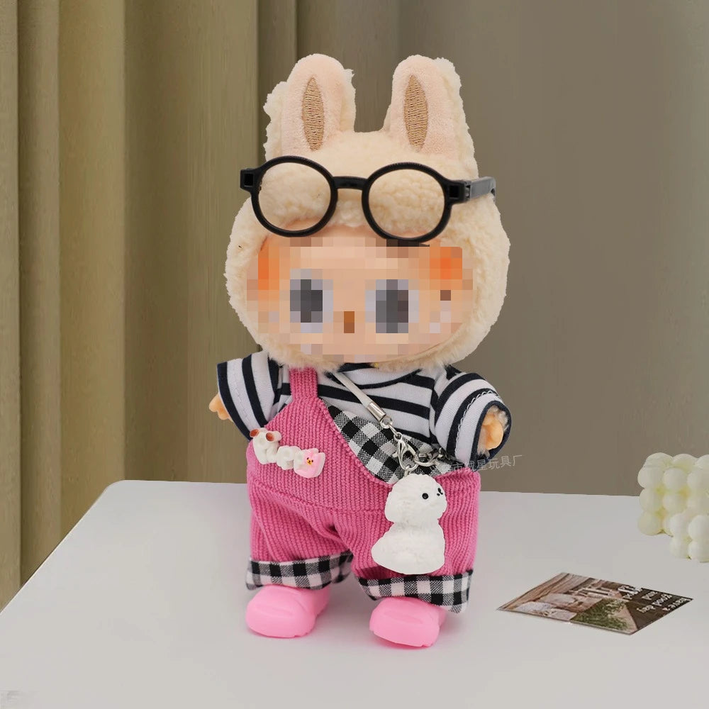 Tenue Poupée 10cm – Salopette Denim + Chemise, Ensemble Mignon