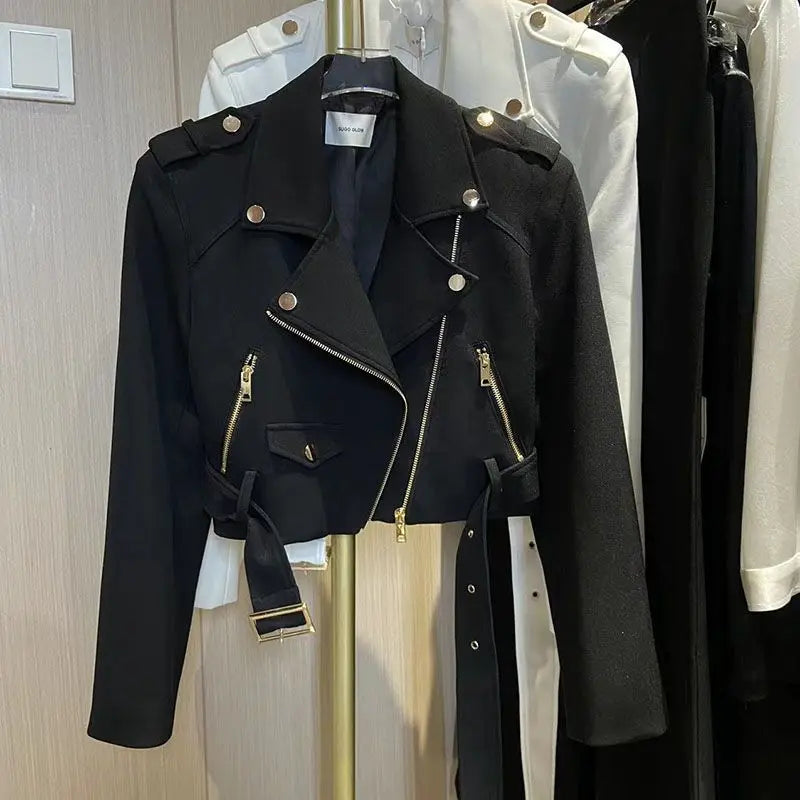 Veste tendance femme, moto manches longues, style printemps-automne