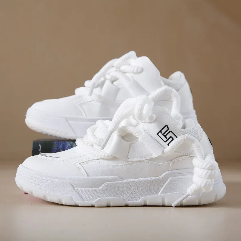 Chaussures chunky polyvalentes pour hommes et femmes, blanches