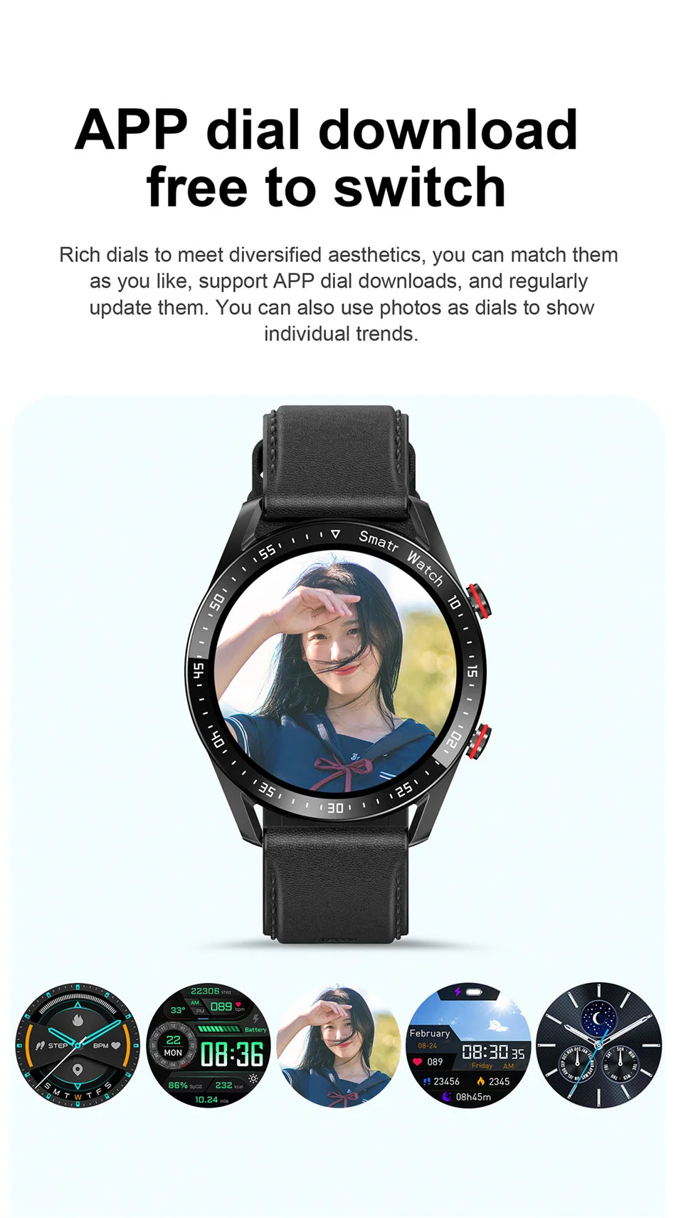 Montre connectée en bois résistante à l'eau .