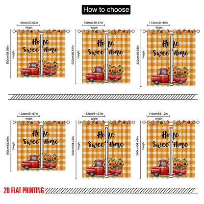 Rideaux imprimés 2D automne plaid/voiture, 2 pièces polyester, déco murale maison
