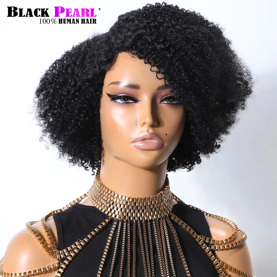 Perruque bouclée crépue femme – Cheveux humains, pré-épilée, dentelle HD, 180%, sans colle