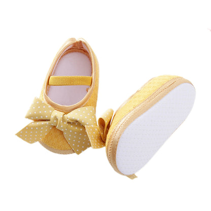 Chaussures plates bébé fille, semelle souple, nœud élastique