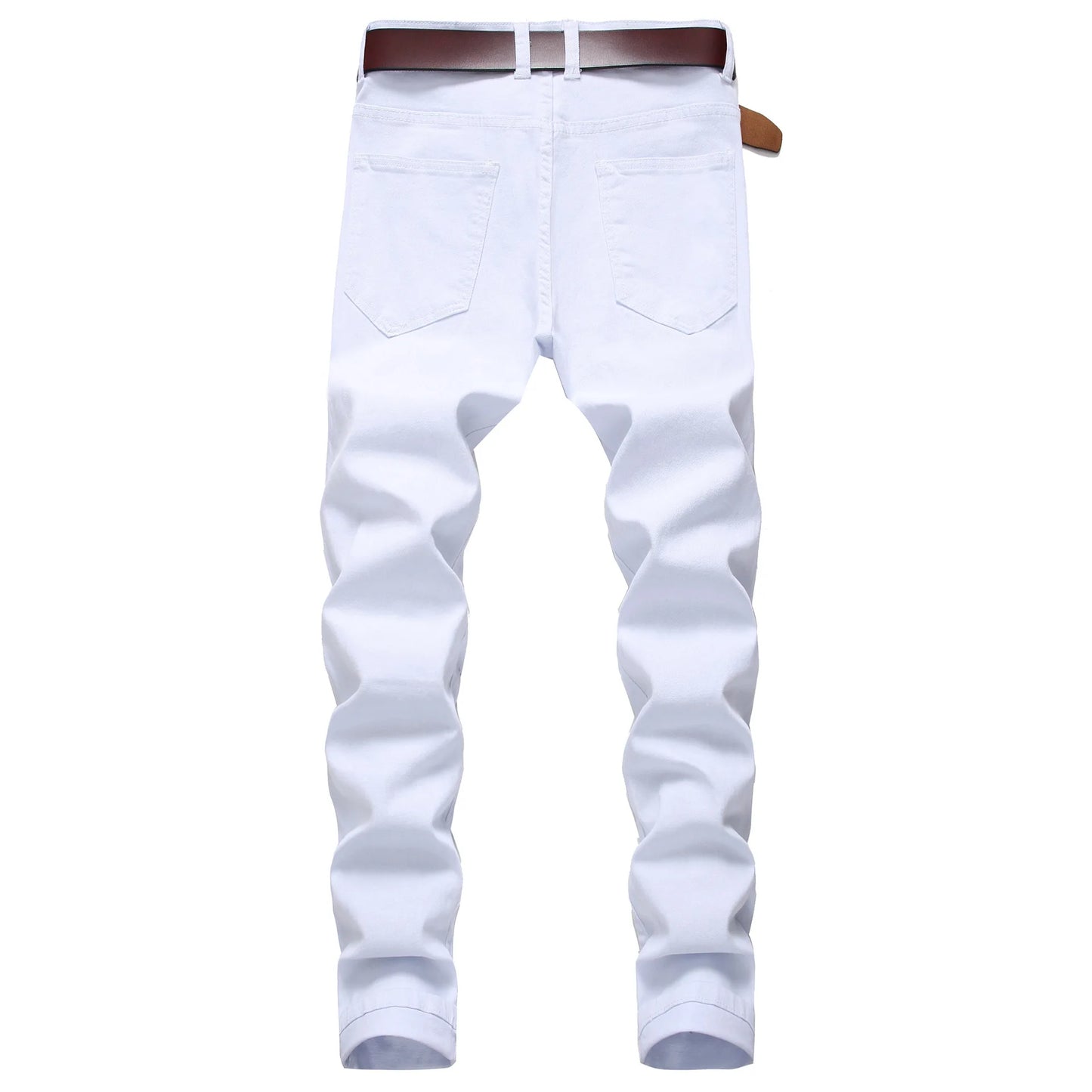 Jean Homme Destroy Droit, Pantalon Denim Blanc Grande Taille 28-42, Marque Mode .