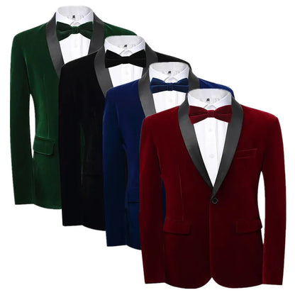 Blazer homme Slim Fit velours doré, un bouton, bleu/rouge/vert – Soirée & mariage .