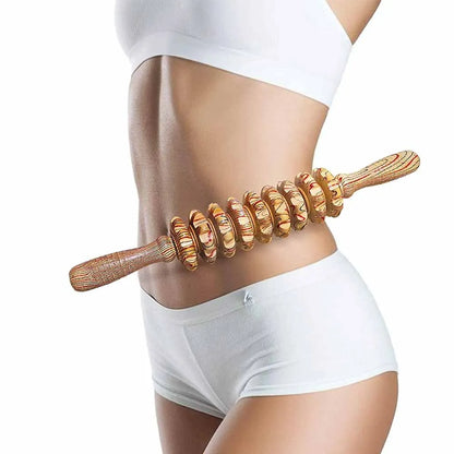 Rouleau de Massage Bois – 9 Rouleaux, Anti-Cellulite, Douleur Musculaire