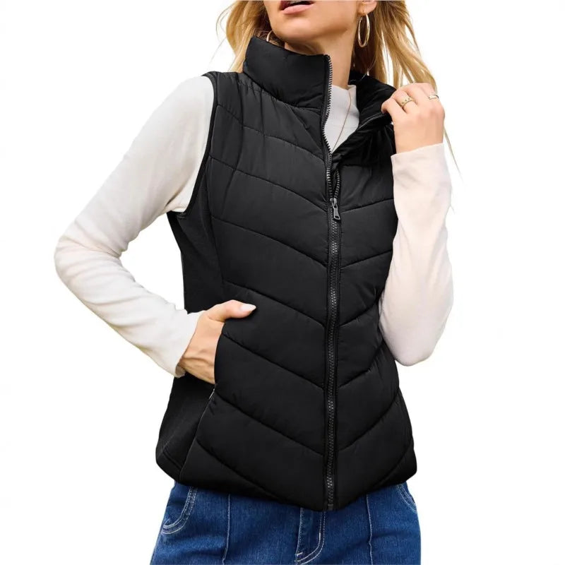 Cardigan Zippé Femme – Gilet Automne Décontracté, Col Montant & Poches, Mode Tendance