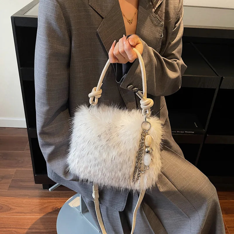 Sac bandoulière femme – Moelleux, couleur dégradée, boucle, mignon, automne hiver, fashion