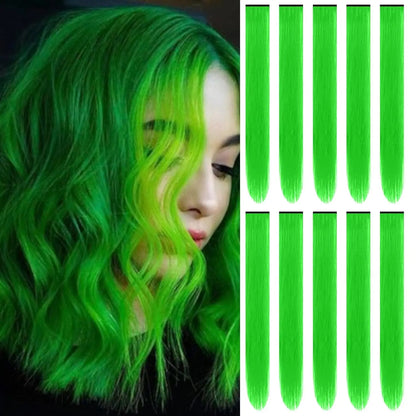 Extensions Clips Synthétiques Rouge Bleu 10 pcs Fête