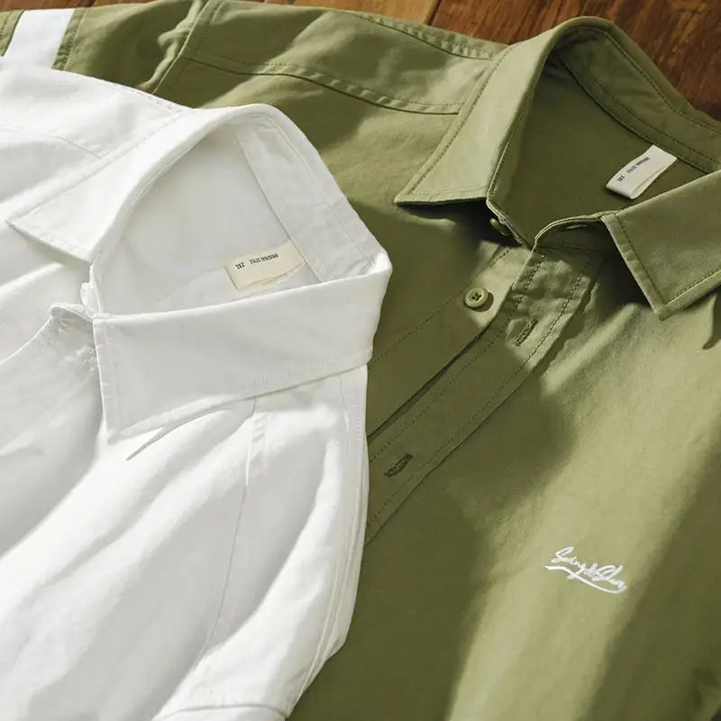 Lidou Chemise de travail homme manches longues, légère, brodée, printemps-été