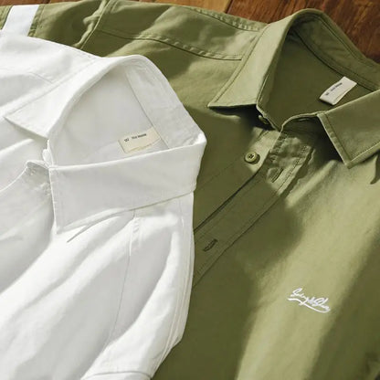 Lidou Chemise de travail homme manches longues, légère, brodée, printemps-été