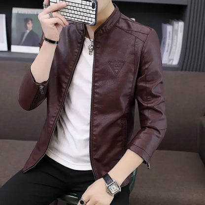 Blazer homme slim fit en cuir, style coréen, simple boutonnage, décontracté luxe .