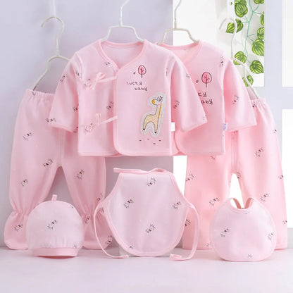 Ensemble printemps bébé 7 pièces : t-shirt, pantalon, chapeau, dessin animé unisexe .